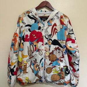 Vintage Space Jam Looney Tunes Allover Character Hooded Jacket Warner Bros.